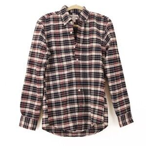 Essentials Mens Slim Fit Oxford Shirt S Long Sleeve Navy White Plaid NEW B8